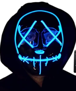 Onlineamericanstore Halloween Mask Light Up Masks Stitched American Flag 4th Edition LED Lighted Costume Mask (EDM, Rave, Party, DJ, Halloween, Costume, Movie)