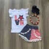 Girlymax No.2 Store Kids Clothing Baby Girls Summer Clothes Cotton Love America Star Stripe Boutique Shorts White Navy Outfits Girls July 4th Match Accessories