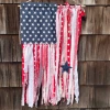 The American Store Let Freedom Ring. Shabby Boho Chic Fabric Strip American Flag Hanging / July 4th Red White Blue, Farmhouse Patriotic Americana Wreath Porch Bunting USA