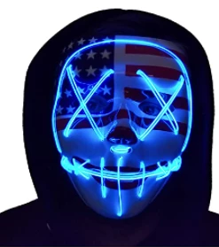 Onlineamericanstore Halloween Mask Light Up Masks Stitched American Flag 4th Edition LED Lighted Costume Mask (EDM, Rave, Party, DJ, Halloween, Costume, Movie)