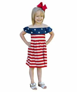 Babyloveu Store Girls Dresses Summer 2019 Casual Modis 4th Of July Star Stripe Ruffles Baby Girl Party Dress Princess Dresses Vestido Infantil