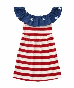 Babyloveu Store Girls Dresses Summer 2019 Casual Modis 4th Of July Star Stripe Ruffles Baby Girl Party Dress Princess Dresses Vestido Infantil