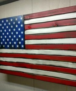 SDWoodDesigns Rustic American Flag, Concealed Weapon Flag Cabinet, Wooden American Flag, American Flag Wall Art, Weathered American Flag,