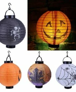 Lotsgoods88 Halloween Decoration LED Paper Pumpkin Hanging Lantern Light Lamp Halloween Decorations For Home Horror Lantern Supplies