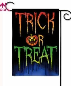 TinGrace's Garret House Store Hot Sale Halloween Decoration Trick Or Treat Double Sided Suede Glitter Halloween Garden Flag 12.5X18 Inch Halloween Decoration Halloween Decorations