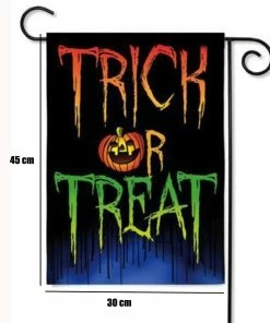 TinGrace's Garret House Store Hot Sale Halloween Decoration Trick Or Treat Double Sided Suede Glitter Halloween Garden Flag 12.5X18 Inch Halloween Decoration Halloween Decorations