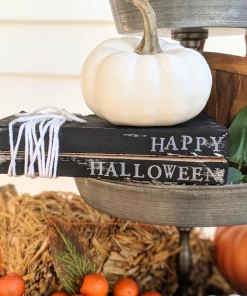 Onlineamericanstore Halloween Decorations Mini Book Stacks - Halloween Decor - Rae Dunn Halloween - Hocus Pocus - Stamped Books - Halloween - Tiered Tray