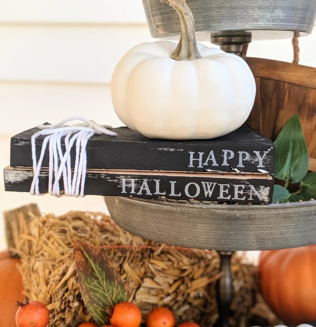 Onlineamericanstore Halloween Decorations Mini Book Stacks - Halloween Decor - Rae Dunn Halloween - Hocus Pocus - Stamped Books - Halloween - Tiered Tray 4 Onlineamericanstore Halloween Decorations Mini Book Stacks - Halloween Decor - Rae Dunn Halloween - Hocus Pocus - Stamped Books - Halloween - Tiered Tray