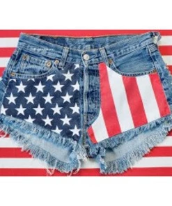 The American Store American Flag Denim Frayed Jean Shorts
