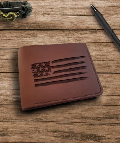 TruthTreasuresMil Personalized Wallet. Engraved American Flag Wallet. Minimalist Front Pocket Leather Wallet For Men. Custom Bifold Wallet. Patriotic Gifts