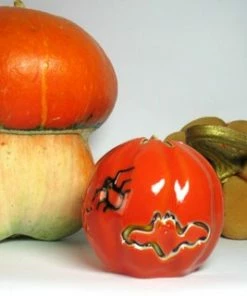 CarvedCandleArt Orange Brown Black Carved Candle Candles Pumpkin Gift Unique Gift For Halloween Spider On Candles