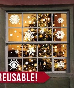 Onlineamericanstore REUSABLE - Window Cling - Christmas Decorations - Christmas Decor - Christmas Snowflakes - Christmas Wall Decor - Snowflake Decals