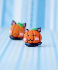 Onlineamericanstore Halloween Jewelry Halloween Pumpkin Earrings, Pumpkin Cat Earrings, Kawaii Pumpkin Stud Earrings