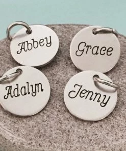 Onlineamericanstore Add On To Necklace, Bracelets Or Keychain So, Personalized Name, Add On Disk, Name Disk, Customized Name, Add On Charm Custom Name Accessories