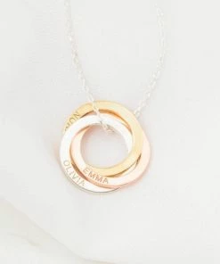 Online American Store Custom Name Accessories Family Necklace • Personalized Linked Circle Necklace • Custom Name Linked Rings • Personalized Eternity Necklace • Christmas Gift • NM30F53