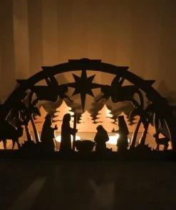 Onlineamericanstore Nativity Scene, Christmas Decoration, Manger Scene, Christmas Decoration, Christmas Light Decoration, Wooden Candlestick, FREE SHIPPING Christmas Decorations
