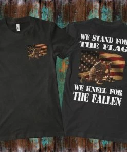 RaggedApparelNM Mens Clothing We Stand For The Flag We Kneel For The Fallen/Respect Shirts/Military/USA Flag Shirts/USA/Army/Navy/Marines/Air Force/Veteran/Proud American