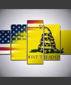 EminDecor Five Panel “Don’t Tread On Me” Print, American Flag Canvas Art, American Flag Print Poster, US Flag Wall Art, USA Decor, Patriotic Art
