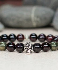 HappyBasketStore Skull Charm Bracelet Men Bracelet Gothic Jewelry Halloween Costume Birthday Gift For Men Gift For Husband Gift For Boyfriend Gift For Him