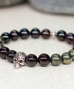 HappyBasketStore Skull Charm Bracelet Men Bracelet Gothic Jewelry Halloween Costume Birthday Gift For Men Gift For Husband Gift For Boyfriend Gift For Him