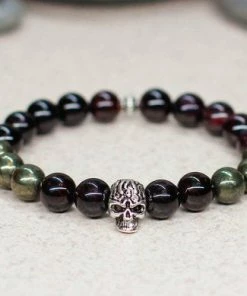 HappyBasketStore Skull Charm Bracelet Men Bracelet Gothic Jewelry Halloween Costume Birthday Gift For Men Gift For Husband Gift For Boyfriend Gift For Him