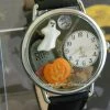 SunnyRiverCreations Halloween Accessories Spooky Halloween Watch With Glow-in-the-dark Pumpkin Face And Edge Of Ghost With Autumn Leaves Tombstone Moon Bats And Dead Tree