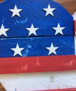 TeachingIsOurSideGig Rustic Patriotic American Flag Heart Wooden Wall Decor