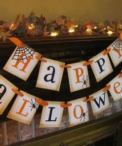 StampedtoInspire Happy Halloween/Garland/Banner/Party Decoration/Orange And Black/Handmade Halloween Decorations