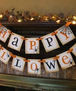 StampedtoInspire Happy Halloween/Garland/Banner/Party Decoration/Orange And Black/Handmade Halloween Decorations