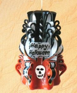 The American Store Halloween Decorations Halloween Candle Carved Candle Orange Black Gift For Halloween Party Halloween Candles Carved Dacor Skull