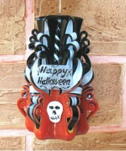 The American Store Halloween Decorations Halloween Candle Carved Candle Orange Black Gift For Halloween Party Halloween Candles Carved Dacor Skull