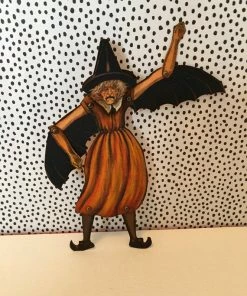 SugarberryMinis Halloween Flying Witch, Vintage Inspired Halloween Decorations