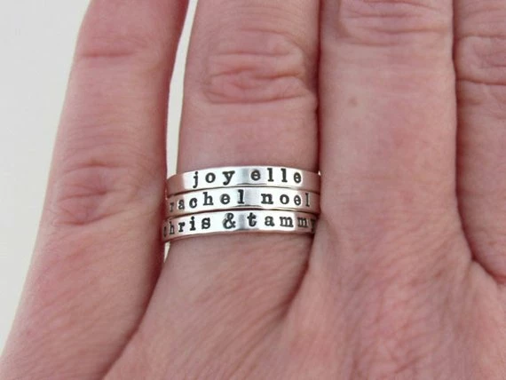 Onlineamericanstore Custom Name Ring, Ring With Names, Personalized Ring, Stacking Name Ring, Sterling Silver Ring, Mom Ring, Silver Ring 3 Onlineamericanstore Custom Name Ring, Ring With Names, Personalized Ring, Stacking Name Ring, Sterling Silver Ring, Mom Ring, Silver Ring
