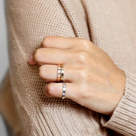 Onlineamericanstore Stacking Ring Engraved Ring Personalized Ring For Women Gold Plated Ring For Women Custom Name Ring Coordinate Rings - R4 5 Onlineamericanstore Stacking Ring Engraved Ring Personalized Ring For Women Gold Plated Ring For Women Custom Name Ring Coordinate Rings - R4