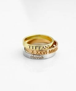 Onlineamericanstore Stacking Ring Engraved Ring Personalized Ring For Women Gold Plated Ring For Women Custom Name Ring Coordinate Rings - R4 13 Onlineamericanstore Stacking Ring Engraved Ring Personalized Ring For Women Gold Plated Ring For Women Custom Name Ring Coordinate Rings - R4