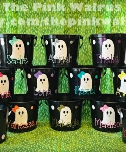 Online American Store Personalized Small Toddler Halloween Bucket, Personalized Halloween Bucket Pail, Trick Or Treat Bucket