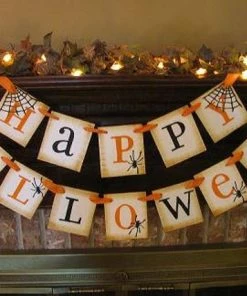 StampedtoInspire Happy Halloween/Garland/Banner/Party Decoration/Orange And Black/Handmade Halloween Decorations