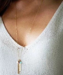 Onlineamericanstore Custom Name Accessories Personalized Gift For Mom, Mothers Necklace, Kids Name Necklace, Vertical Bar Necklace, Custom Name Bridesmaids Necklace, Mothers Day Gift