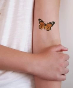 Onlineamericanstore Vintage Orange Butterfly Temporary Tattoo / Butterfly Accessoire / Butterfly Jewelry / Bohemian Temporary Tattoo / Boho Tattoo