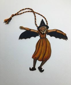 SugarberryMinis Halloween Flying Witch, Vintage Inspired Halloween Decorations