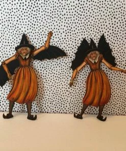 SugarberryMinis Halloween Flying Witch, Vintage Inspired Halloween Decorations