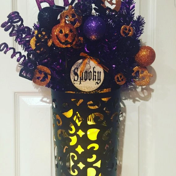 DillyBeanDesign Halloween Wreath 18" Tall Pocket Door Wreath Glittery Black Purple Orange Halloween Wreath READY TO SHIP 5 DillyBeanDesign Halloween Wreath 18" Tall Pocket Door Wreath Glittery Black Purple Orange Halloween Wreath READY TO SHIP