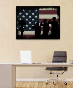 EdgyPatriots Wall Decor & Art The Salute #5 - Army Rangers- Military Art- Rustic American Flag- Patriotic Wall Art- Navy Seals- Army Wall Decor- US Marines