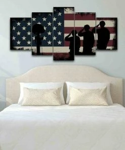 EdgyPatriots Wall Decor & Art The Salute #5 - Army Rangers- Military Art- Rustic American Flag- Patriotic Wall Art- Navy Seals- Army Wall Decor- US Marines
