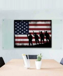 EdgyPatriots Wall Decor & Art American Flag With Soldiers - Army Rangers- Military Art- Rustic American Flag- Patriotic Wall Art- Navy Seals- Army Wall Decor- US Marines
