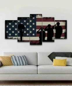 EdgyPatriots Wall Decor & Art The Salute #5 - Army Rangers- Military Art- Rustic American Flag- Patriotic Wall Art- Navy Seals- Army Wall Decor- US Marines