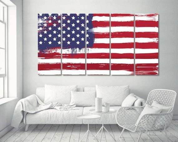 HoneyPopPrints American Flag Patriot USA Canvas Print - 5 Panel Canvas - Wall Art - Framed Print - Ready To Hang - Multi Panel - Extra Large Art 3 HoneyPopPrints American Flag Patriot USA Canvas Print - 5 Panel Canvas - Wall Art - Framed Print - Ready To Hang - Multi Panel - Extra Large Art