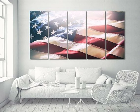 HoneyPopPrints American Flag Patriot USA Canvas Print - 5 Panel Canvas - Wall Art - Framed Print - Ready To Hang - Multi Panel - Extra Large Art 3 HoneyPopPrints American Flag Patriot USA Canvas Print - 5 Panel Canvas - Wall Art - Framed Print - Ready To Hang - Multi Panel - Extra Large Art