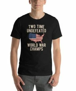 ShockingStyles Two Time WW1 WW2 American Flag Champions Short-Sleeve Unisex T-Shirt Mens Clothing