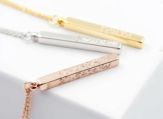 Onlineamericanstore Custom Name Accessories 3d Bar Necklace, Custom Bar Necklace, Coordinates Necklace, Name Necklace, Nameplates, Custom Name Vertical Necklace, Bridesmaid, Everyday 3 Onlineamericanstore Custom Name Accessories 3d Bar Necklace, Custom Bar Necklace, Coordinates Necklace, Name Necklace, Nameplates, Custom Name Vertical Necklace, Bridesmaid, Everyday